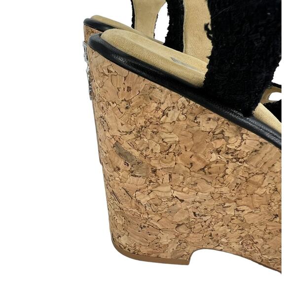 CHANEL Black and Gold Wedge Sandals - Picture 7 of 16